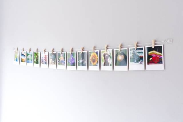 Clothespeg Photo Display, Picture Hanger, Wooden Clothespin Wall Decor - image 1