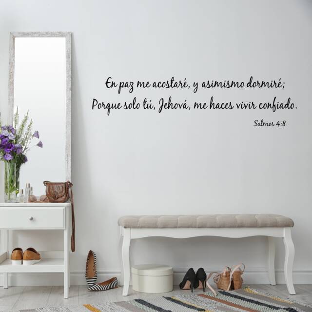 Catholic Stickers - I Will Lie Down & Sleep in Peace Psalm 48 Vinyl Wall Decal Spanish Version Christian - Vwaq 3016 - image 1