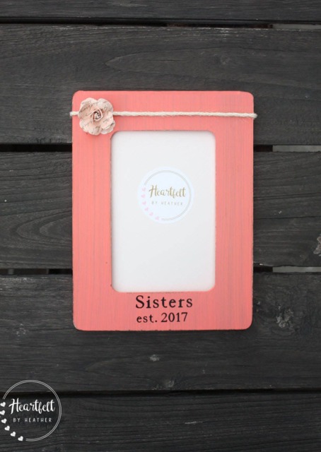 Personalized Sisters Photo Frame - Custom Sister Gift, Coral 4x6 - image 1