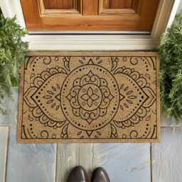 Winged Medallion Door Mat I Symmetrical Patterned Porch Stylish Floor D??cor - thumbnail 2