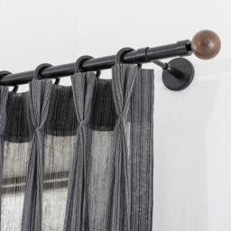 Black Striped Sheer Linen Curtain Panel Custom Light Filtering Drape - thumbnail 1