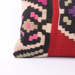 Handmade Kilim Lumbar Pillow Cover Bohemian Stripe Sofa - 12x24 - thumbnail 3