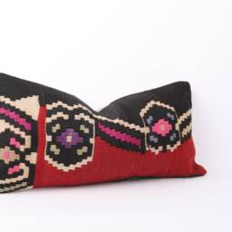 Handmade Kilim Lumbar Pillow Cover Bohemian Stripe Sofa - 12x24 - thumbnail 2