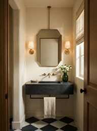 Brass Hanging Mirror - Ceiling Mounted Bathroom
