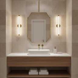 Brass Hanging Mirror - Ceiling Mounted Bathroom - thumbnail 3