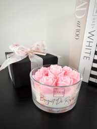 Rose Candle - Birthday Luxury Gift Wax Flower Coco Soy Triple Cotton Wick 450G Box & Ribbon - thumbnail 1