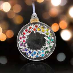 Fused Glass Christmas Bauble Multi-Color Berry Wreath, 22Ct Gold Detail - thumbnail 2