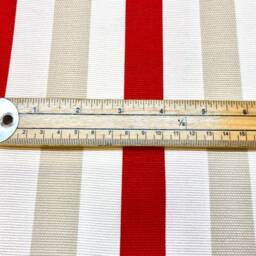 1091. Handmade Red Beige Stripe 100% Cotton Cushion Cover, 16x16 - thumbnail 2