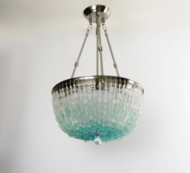 Sea Glass Chandelier Biscayne Bay Coastal Lighting Fixture - image 1