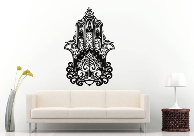 Hamsa Hand Talisman Jewish Amulet Religion Arabic Mandala Henna Mehndi Namaste Om Meditation Wall Sticker Decal Vinyl Mural Decor Art L2222 - image 1