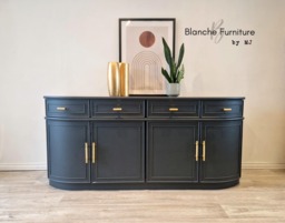 Luxurious Curved Mid Century Nathan Sideboard in Grey - thumbnail 1
