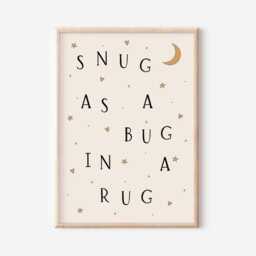 Snug As A Bug in Rug, Nursery Print, Kids Bedroom, Girl, Boy, Unframed, A1/A2/A3/A4/A5, Quote New Baby Gift, Decor, Gicl??e - thumbnail 2