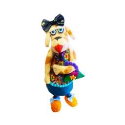 Whimsical Handmade Dog Decor Colorful Bookshelf Decoration - thumbnail 1