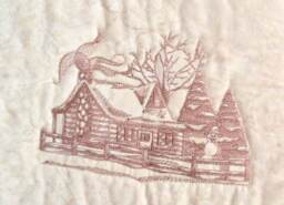 Log Cabin Quilted Wall Hanging, Quilt, Toile Embroidery, Home Decor - thumbnail 3