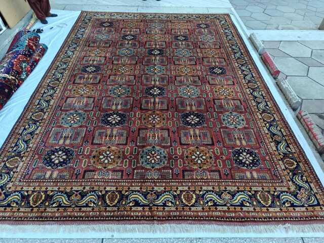 Handwoven Gandumi Wool Rug 13.1x9.1 Ft Afghan Geometric Rug - image 1