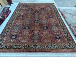 Handwoven Gandumi Wool Rug 13.1x9.1 Ft Afghan Geometric Rug - thumbnail 1