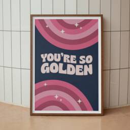 You're So Golden Inspired Lyrics - Art Print Wall Unframed Decor Bold Colours Typographic A3 A4 A5 Graphic Poster - thumbnail 2