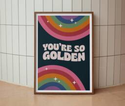 You're So Golden Inspired Lyrics - Art Print Wall Unframed Decor Bold Colours Typographic A3 A4 A5 Graphic Poster - thumbnail 1