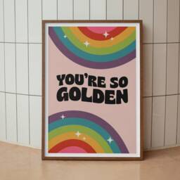 You're So Golden Inspired Lyrics - Art Print Wall Unframed Decor Bold Colours Typographic A3 A4 A5 Graphic Poster - thumbnail 3