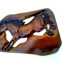 "Wood Carving Horse Rustic Driftwood Reclaimed Hand Carved Teak Natural Wild Wall Hanging Art Home Decor/Gift 14"" X 10" - thumbnail 3