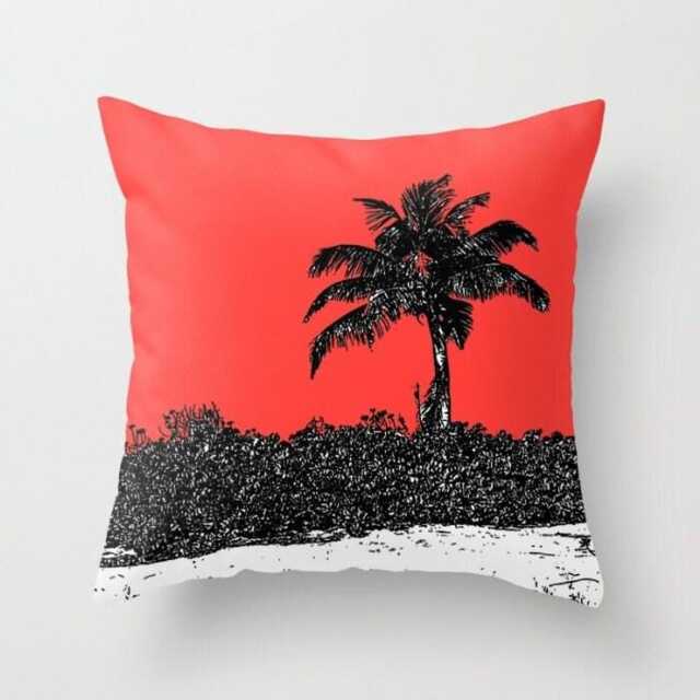 Palm Tree Coral, Pillow Home Decoration, Accent Pillows, Landscape, Island Living, Modern Design, Nautical, Beach Decor, Dorm Decor - image 1