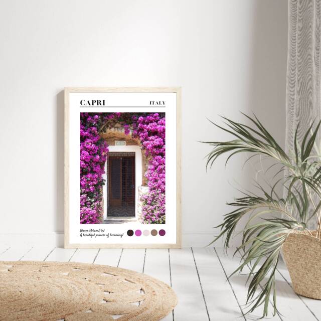 Capri Print, Photography Italy Poster, Italian Door Photograpy Travel Positive Quote Print - image 1