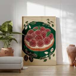 Raspberry Poster - Red Berry Illustration Vintage Botanical Food Art - thumbnail 3