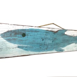 Shark Art Nursery Decor-Beach Decor-Turquoise Painting Ooak Home Goods Reclaimed Wood Mangoseed - thumbnail 2