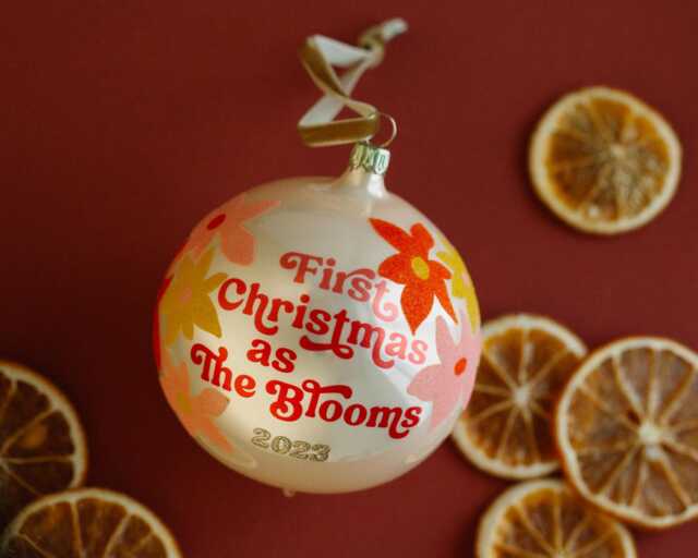 Orange Blossom First Christmas Married Ornament, Newlywed Mr & Mrs Gift, Our Ornament - image 1