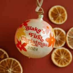 Orange Blossom First Christmas Married Ornament, Newlywed Mr & Mrs Gift, Our Ornament - thumbnail 4