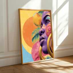 Afrocentric Portrait Print Tropical Foliage, Modern Pop Art - Poster Only - thumbnail 1