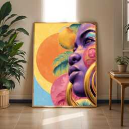 Afrocentric Portrait Print Tropical Foliage, Modern Pop Art - Poster Only - thumbnail 2