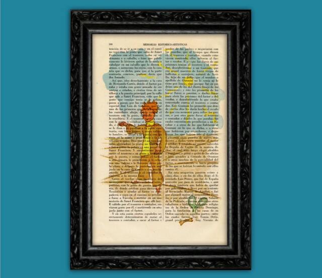 The Little Prince in The Desert - Storybook Wall Art On Vintage Dictionary Page Literary Illustration Print - 47-N??2 - image 1