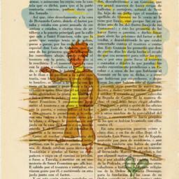 The Little Prince in The Desert - Storybook Wall Art On Vintage Dictionary Page Literary Illustration Print - 47-N??2 - thumbnail 2