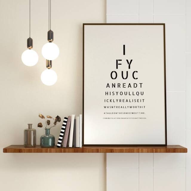 Humorous Eye Test Poster - Digital Download Home Decor Wall Art Don't Be Nosy Opticians Chart Funny Toilet Print Downstairs Loo - image 1
