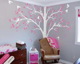 Full Corner Tree Wall Decal Sticker Set Of Two For Nursery & Kids Rooms - thumbnail 1