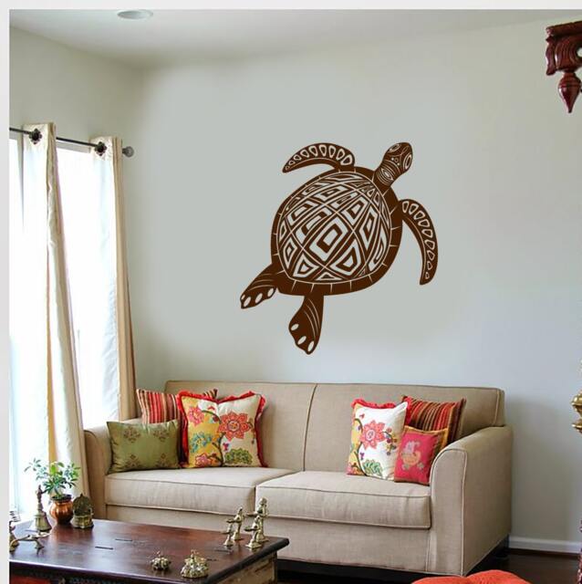 Wall Vinyl Decal Animals Giant Turtle Marine Nautical Ocean Caribbean Sea Beach House Decor - #1056Dz - image 1