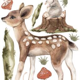 Woodland Nursery Wall Stickers, Forest Animals Watercolor - Peel & Stick - thumbnail 2