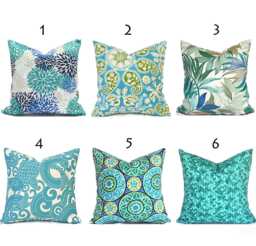 Outdoor Pillow Cover With Zippers, Easy To Use & Washable, Pick Your Favorite Blues - thumbnail 1