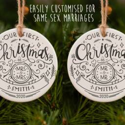 Our First Christmas As Mr & Mrs Ornament. Newlywed 1st Married Engagement Christmas Ornament - thumbnail 2