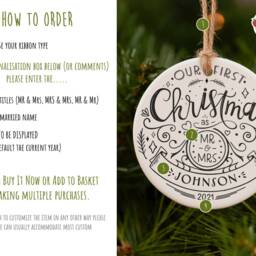 Our First Christmas As Mr & Mrs Ornament. Newlywed 1st Married Engagement Christmas Ornament - thumbnail 3