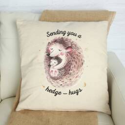 Sending You A Hedge-Hug Cushion Cover/Hedhehug Hedgehog Hug Friends, Aunt, Grandma, Mum Gift /Think Positive Self-Isolation Present - thumbnail 1