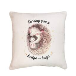 Sending You A Hedge-Hug Cushion Cover/Hedhehug Hedgehog Hug Friends, Aunt, Grandma, Mum Gift /Think Positive Self-Isolation Present - thumbnail 2