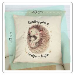 Sending You A Hedge-Hug Cushion Cover/Hedhehug Hedgehog Hug Friends, Aunt, Grandma, Mum Gift /Think Positive Self-Isolation Present - thumbnail 3