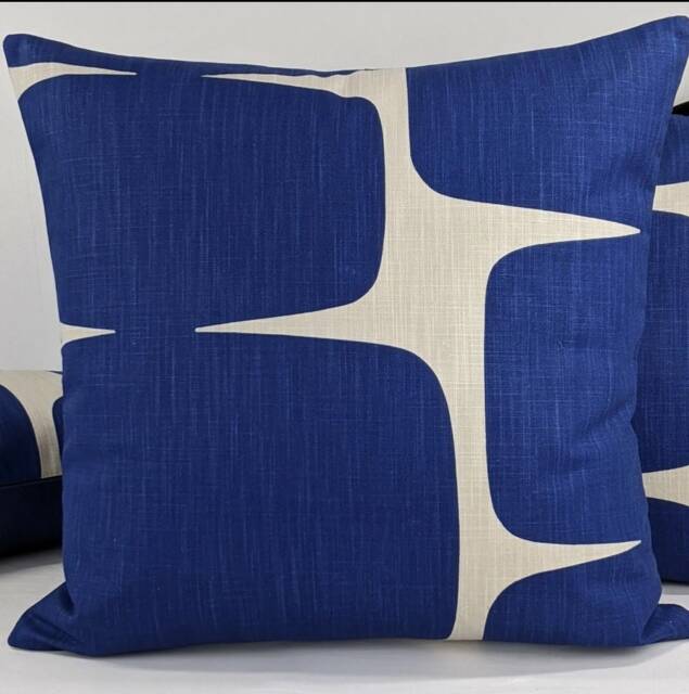 Cushion Cover Scion Lohko Pillow/Cover Case Jasmine Indigo Blue. Cotton Retro Scandinavian Style Pillow Throw - image 1