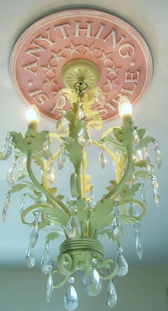 Handmade Ceiling Medallions By Marie Ricci, Girls Room Decor, Medallions, Chandelier Light Ring For Or Boys Decor - image 1
