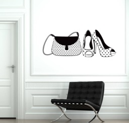 Shoes Handbag Vinyl Wall Decal Wardrobe Room Shopping Woman Fashion Shop Style Stickers Mural - #2591Di - thumbnail 1