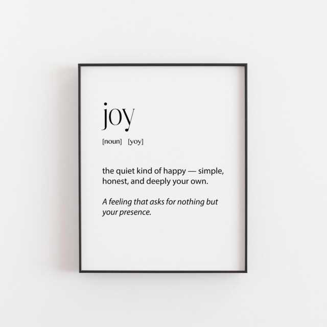 Joy Definition Wall Art - Minimalist Wellness Print, Calm Home Decor, Inspirational Quote Gift, Mental Health Self-Care Artwork, Study Room - image 1