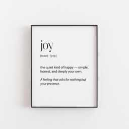 Joy Definition Wall Art - Minimalist Wellness Print, Calm Home Decor, Inspirational Quote Gift, Mental Health Self-Care Artwork, Study Room - thumbnail 1
