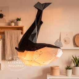 Whale Pendant Light - Handmade Paper Ceiling Lamp Nursery & Kids Room Lighting Modern Ocean Decor